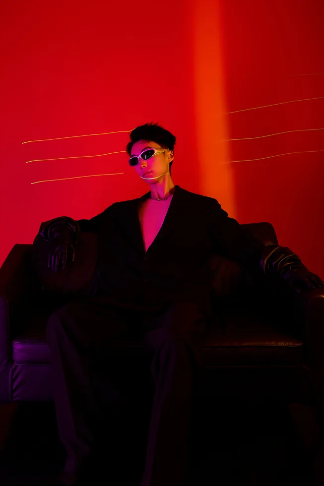 Red light sunglasses portrait of ZGY